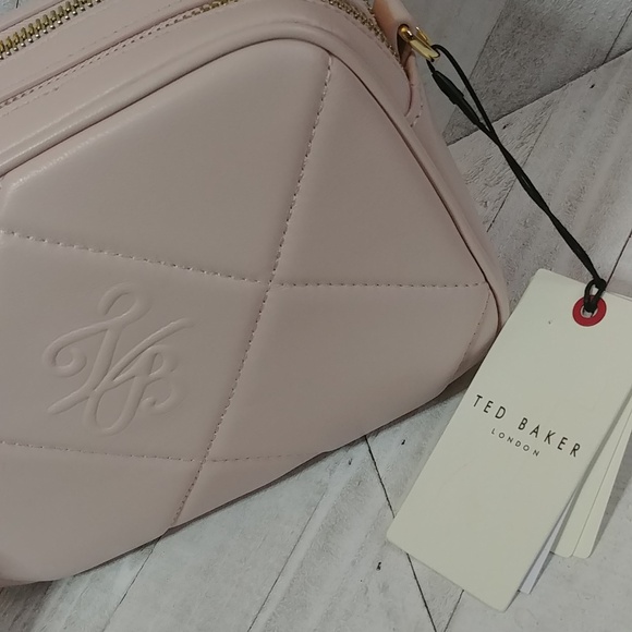 NWT Ted Baker Ballet Pink Leather Double Zip Crossbody Camera Bag Purse - Picture 2 of 8